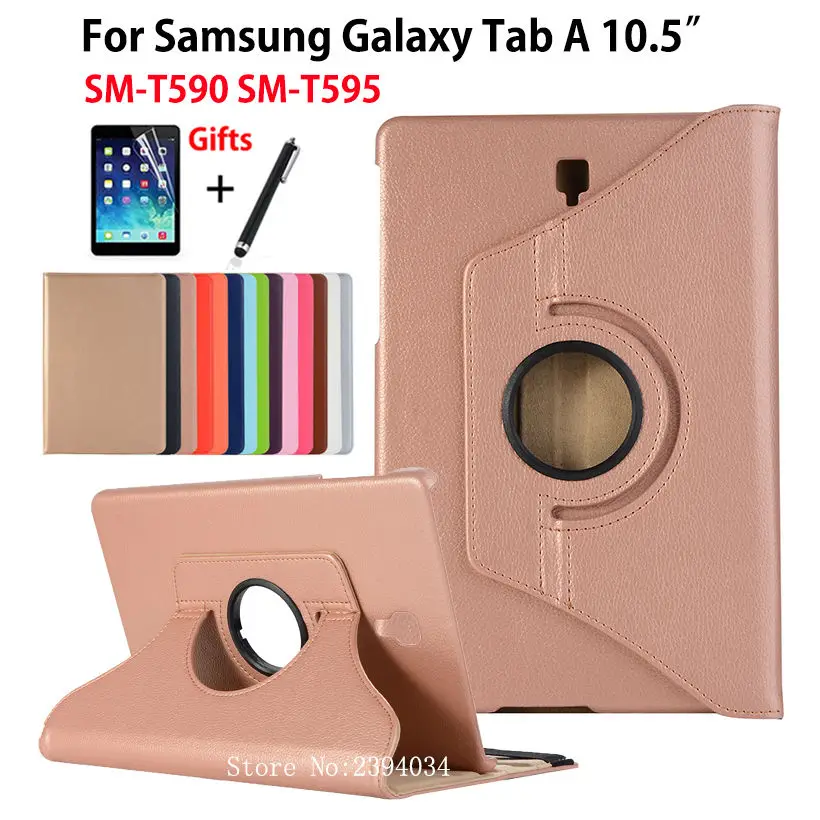 

Case For Samsung Galaxy Tab A A2 10.5" T590 T595 T597 SM-T590 2018 Cover Funda Tablet 360 Degree Rotating Stand Shell +Film+Pen