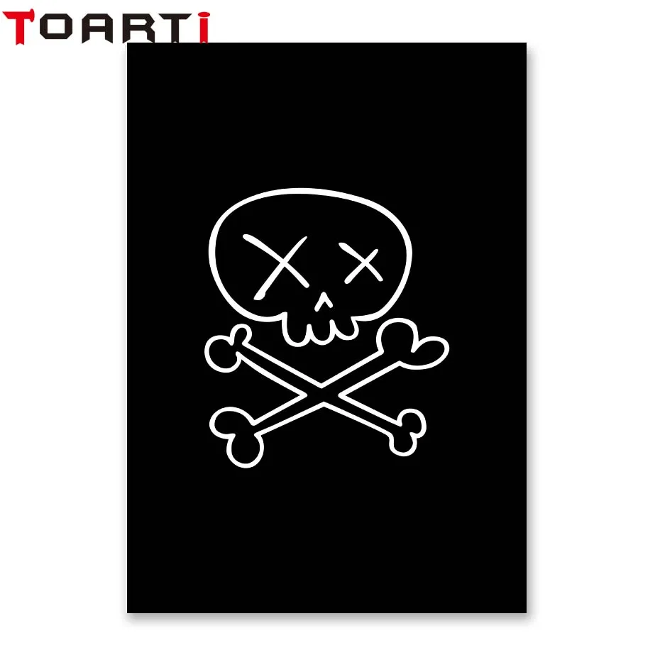 Skulls Art Decor Canvas Painting Skull And Crossbones Black And White Print A4 Poster Playroom Wall Art Mexican Decor (1)