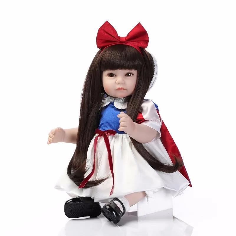 

52CM Baby Soft Silicone Dolls Reborn Baby Dolls Snow White Princess Dolls Girl Birthday Gifts Long Hair Toys Kid's Playmate