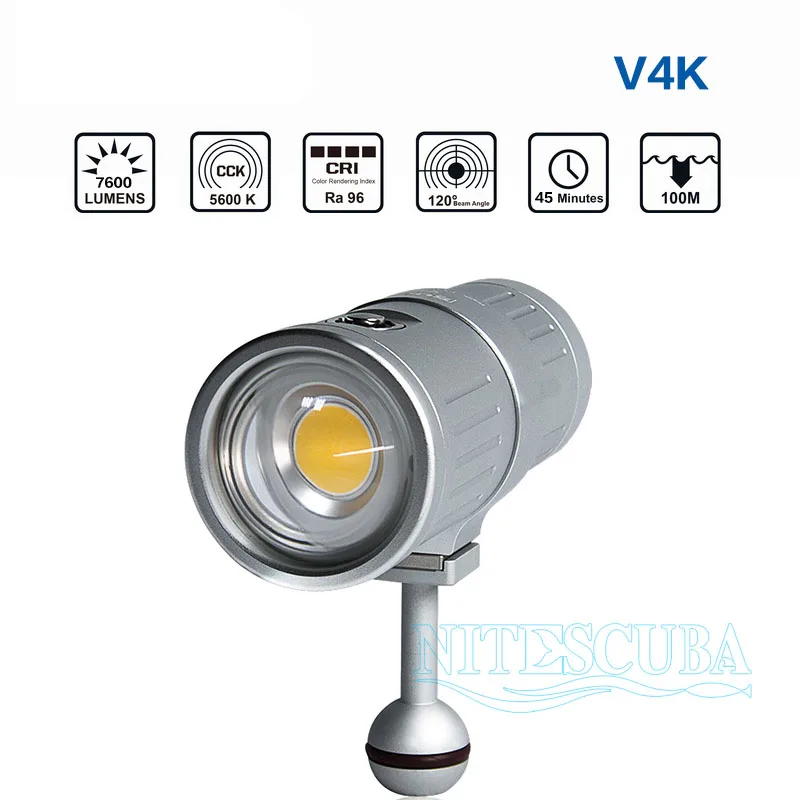 

Scuba Diving V4K video light for TG5 Gopro RX100 Canon Camera housing Underwater Photography accessories Waterproof spotlight
