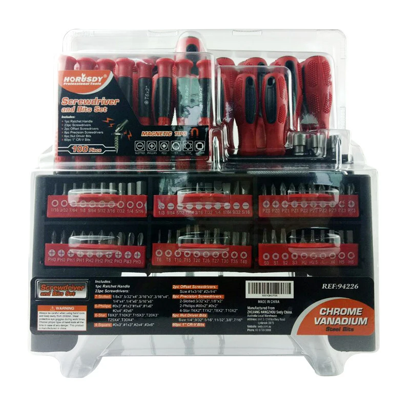 

100pcs Screwdriver Set with Rack Home Repair Tool Set Precision Screwdrivers Socket Drills Combination Tool