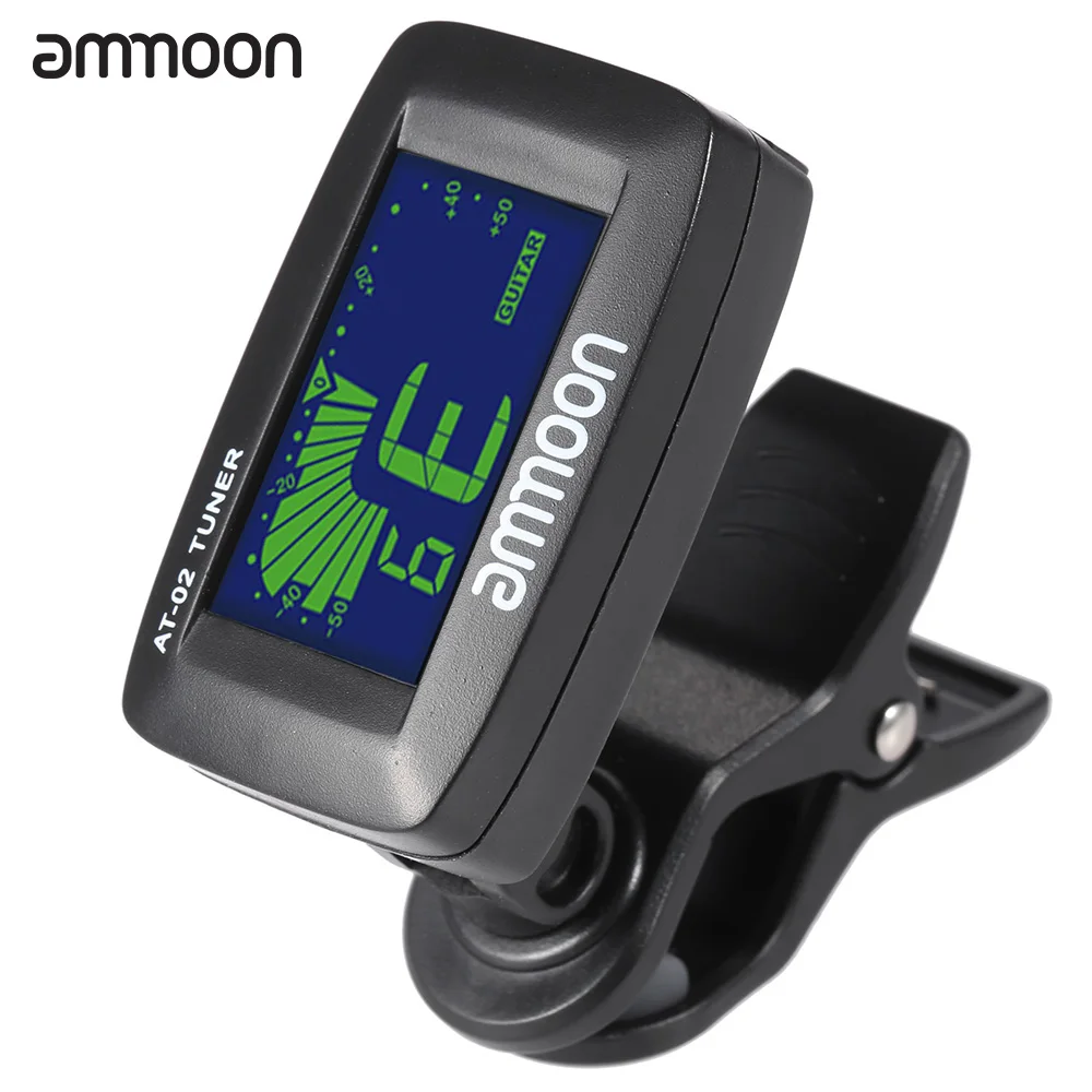 

ammoon AT-02 Electric Guitar Tuner Clip-on Three Colors Backlit Screen for Guitar Chromatic Bass Ukulele Guitar Accessories