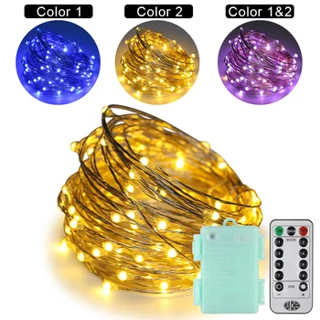 

Dual-Color string light 3AA Battery 10M/100 LEDS Silver Wire with 8 Modes Timed Fairy Lights for Party or Wedding+Remote Control