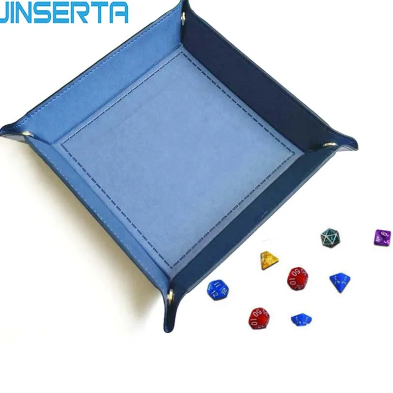 

JINSERTA Dice Holder PU Leather Folding Tray With Velvet for Table Games and Coin Keys Wallet Sundries Storage Box Bins