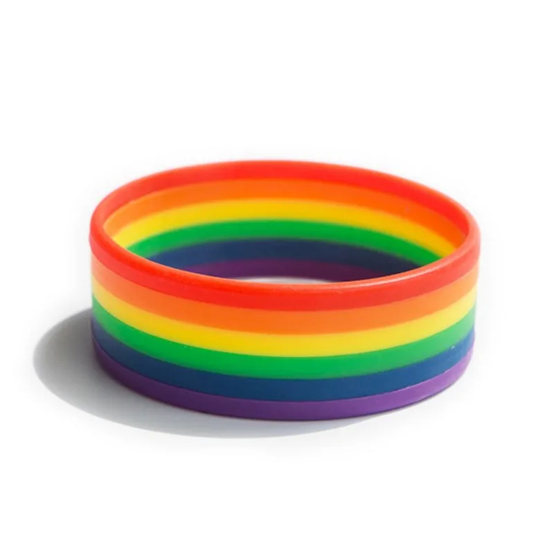 Valentine's Gifts Gussy Life 6 Layer Colours Jewelry Wide Rainbow Flag Pride LGBT Silicone Wristband Gay Lesbian Lovers Bracelet |