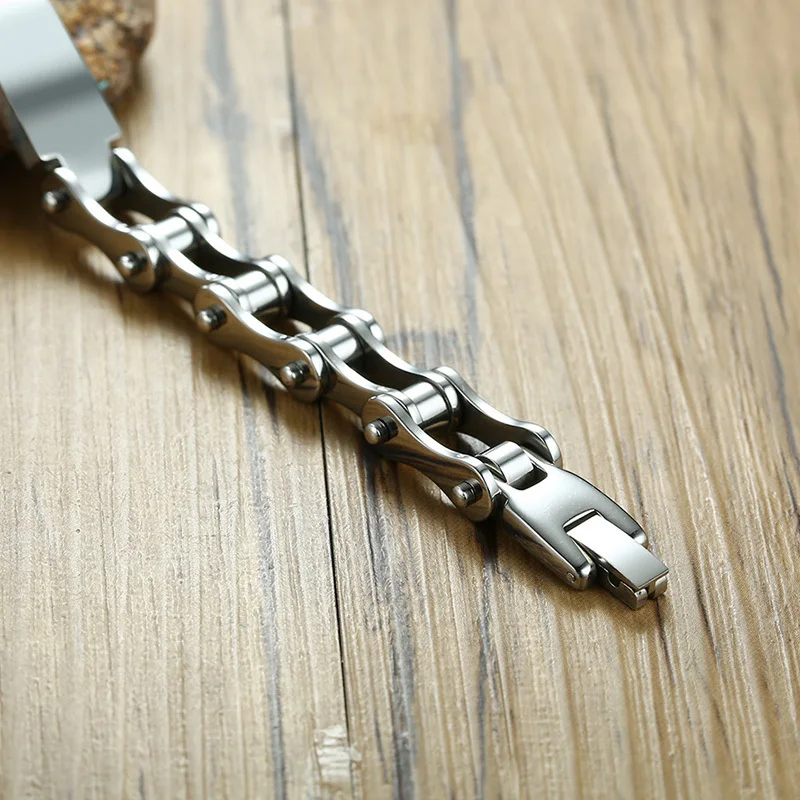 Goede Vnox Mannen Id Armband Gratis Graveren Naam Woorden Datum Liefde Logo Info Stijlvolle Rvs Biker Link Chain Armbanden armbanden