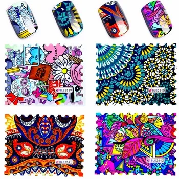 YZWLE 4 Pcs/Lot Nail Art Water Tattoo Nails DIY Tips Decorations Watermark Fingernails Nail Art Water Decals