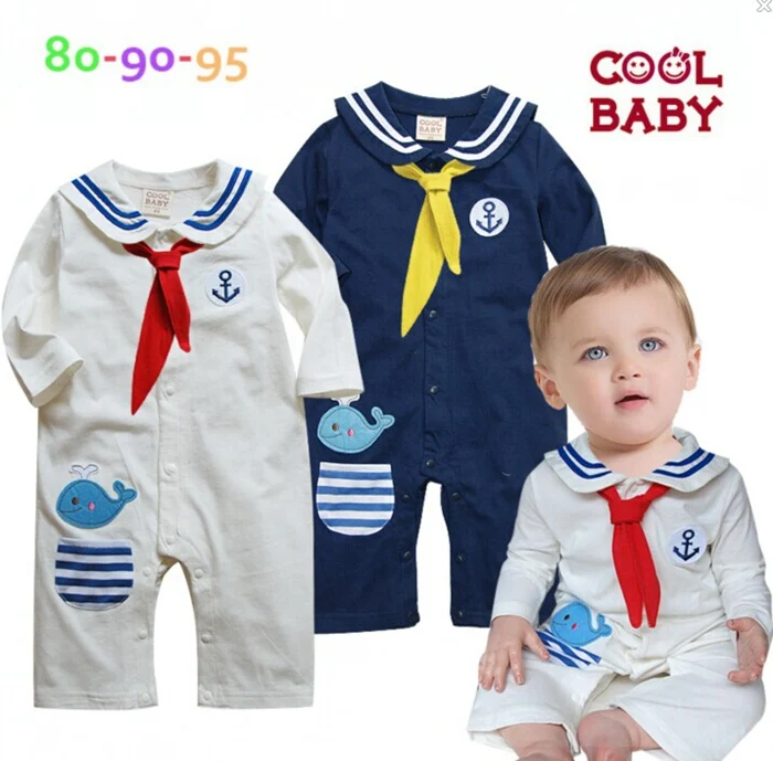 Милые моряка для маленьких мальчиков слитный комбинезон с длинными рукавами для мальчиков джемпер комбинезон новорожденным Одежда bebe/одежда