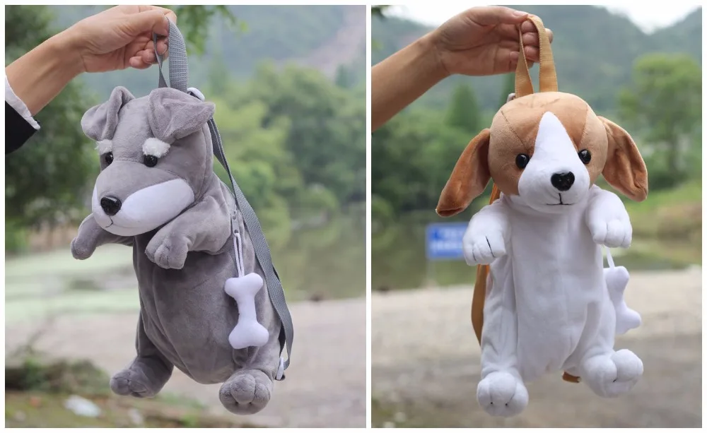 Gift for baby 1pc 30cm cartoon Chihuahua schnauzer yellow dog boy plush backpacks students shoulder bag