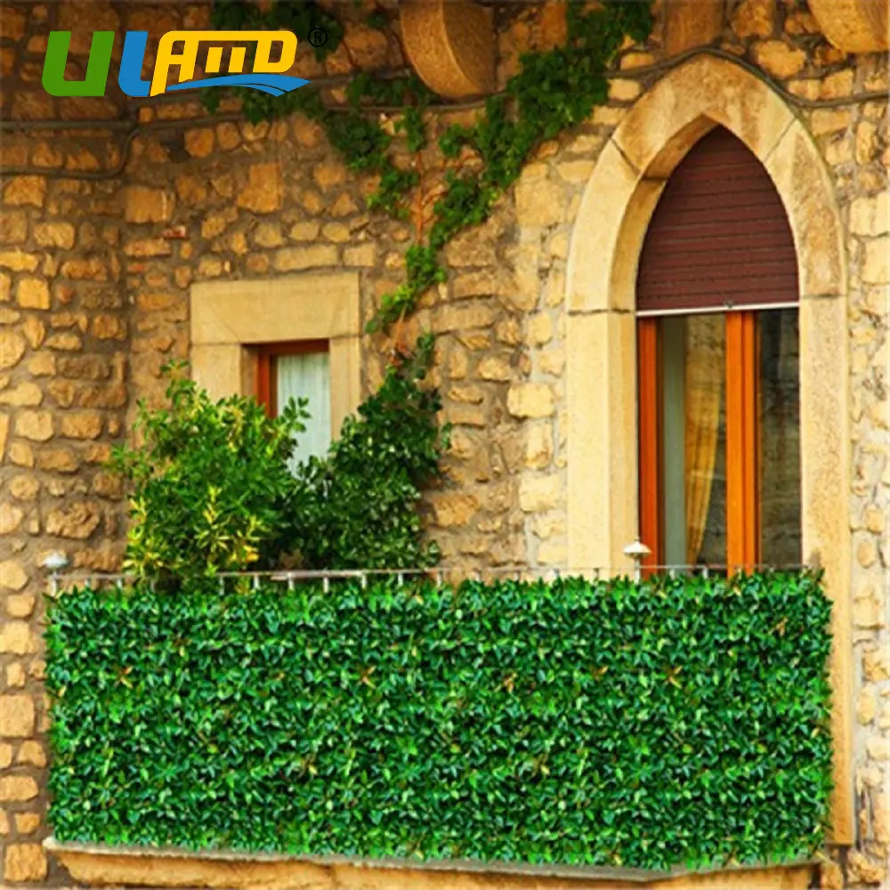 ULAND Plastic Plants Leaves Hedge Artificial Boxwood Balcony Fence 3