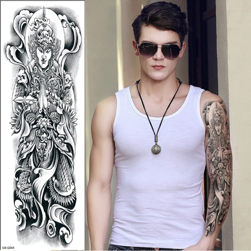 48 17cm 70 Designs New Full Arm Shoulder Tattoo Sticker Body Paint Chinese Buddha Dragon Waterproof Temporary Tattoo Sleeve Men Temporary Tattoos Aliexpress