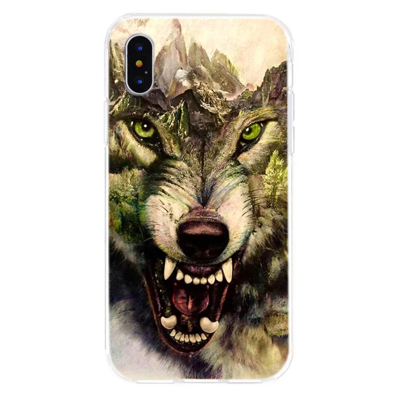 Модный Забавный динамический чехол для телефона с животным волком iPhone 8 7 6 S Plus XS XR