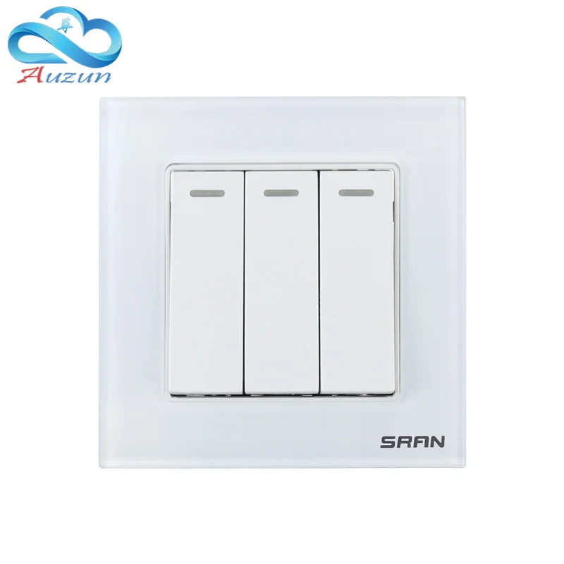 

Electrician wall three open single control switch keyboard 86 three position lamp power switch panel ivory white