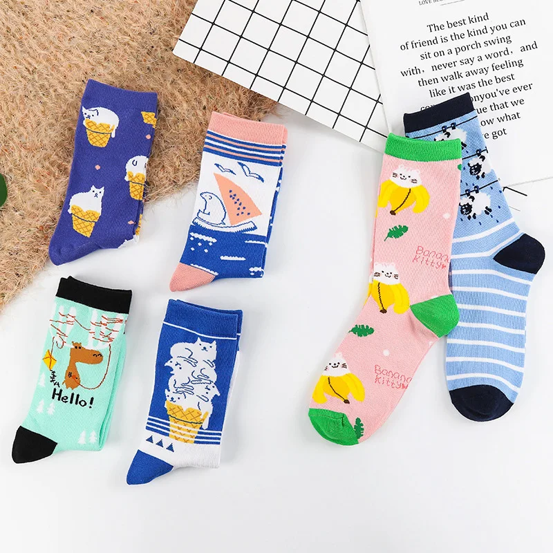 Корейские милые носки унисекс с рисунками животных из мультфильмов Kawaii женские