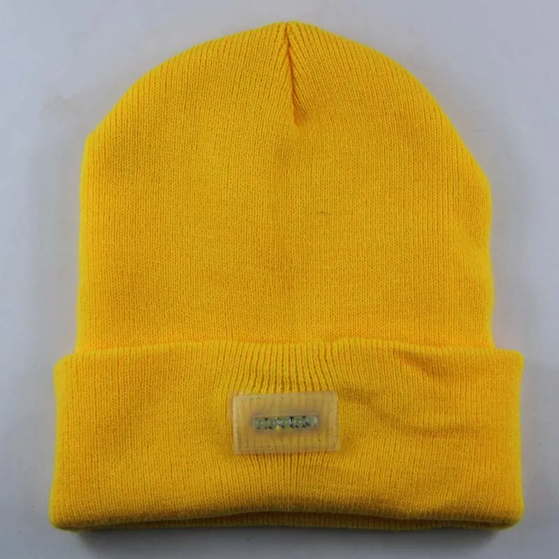 5-светодиодный светящиеся шляпы и кепки Для мужчин зимняя теплая вязаная шапка Шапки для wo Для мужчин Skullies шапки бини шапки рыбалка кемпинг капот homme bone вводной - Цвет: Yellow