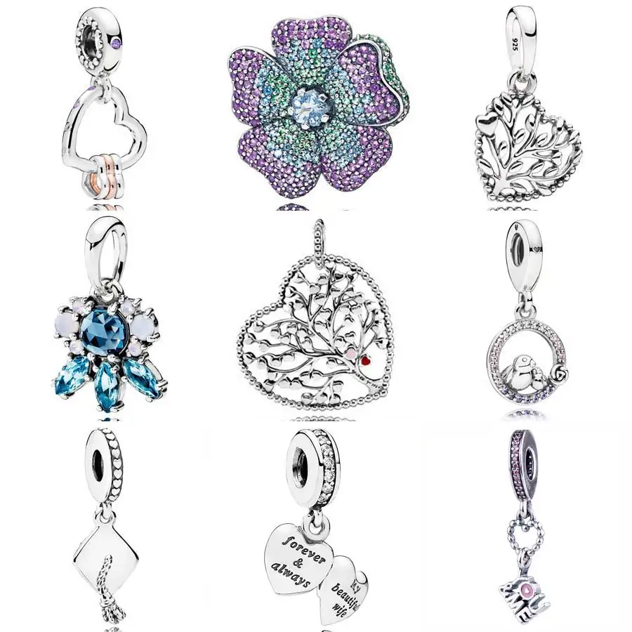 

Glorious Bloom Patterns of Frost Hearts Highlights Tree Of Love Wife Pendant Charm Fit Pandora Bracelet 925 Sterling Silver Bead