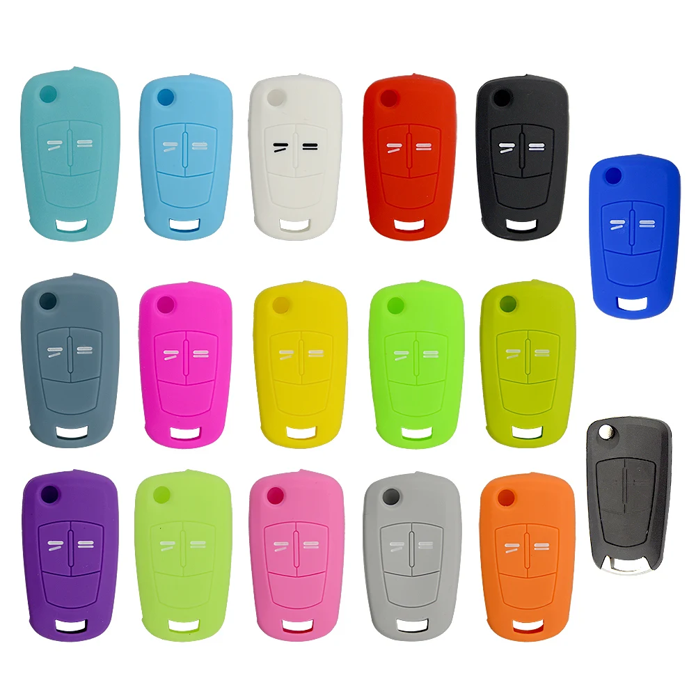 OkeyTech 3 Buttons Soft Silicone Car Key Cover Fob Case For Opel