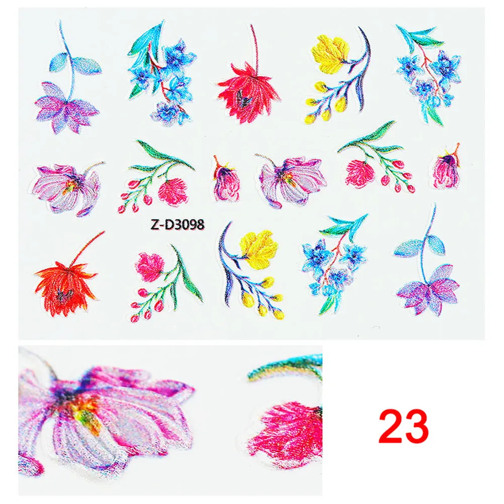 5D тиснением с водяным знаком горлышко в форме наклейки на ногти цветок Декоративные наклейки для маникюра Накладные ногти Стикеры MH88 - Цвет: as picture