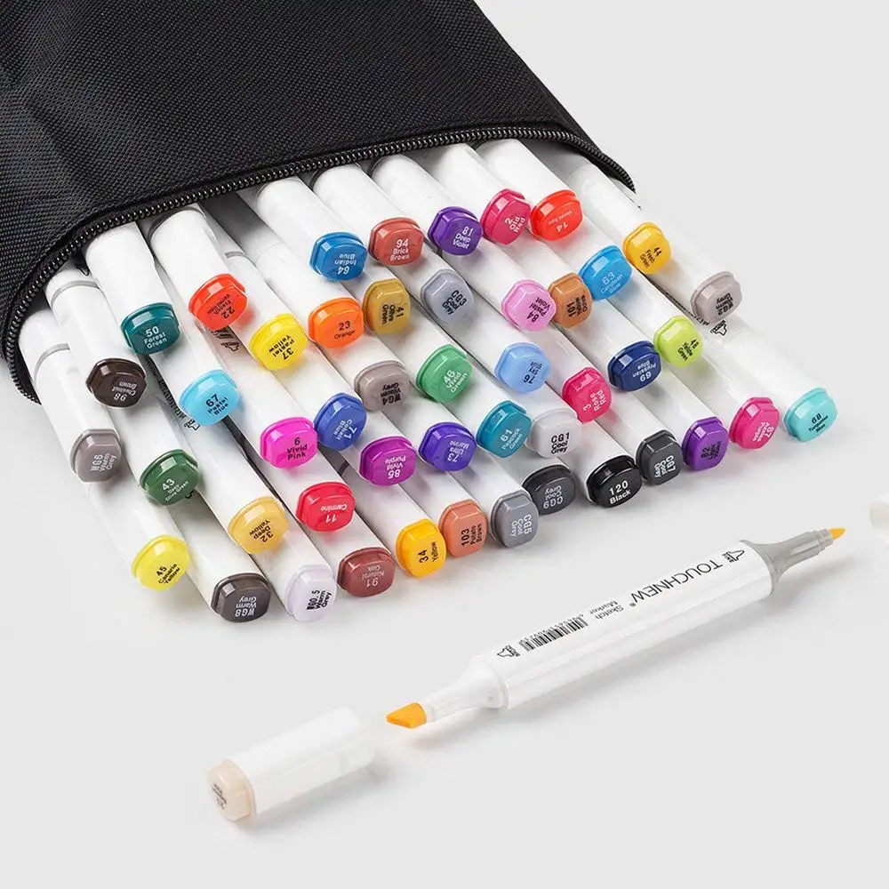 

TOUCHNEW 48 Color Set Alcohol Graphic Art Marker Pens, Twin Tips, for Sketch, Drawing, Mango Animation