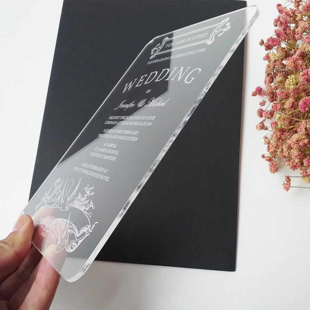  Sample order for 5*7inch Classic ceremony elements rectangle shape clear acrylic wedding invitation - 32697070631
