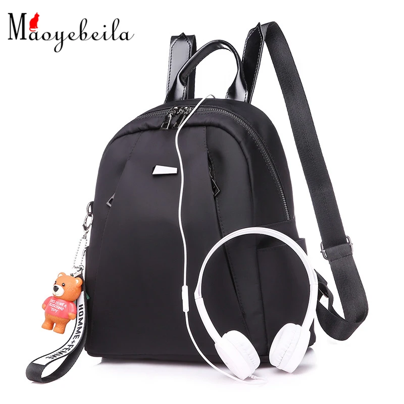 Nylon-Solid-Color-Waterproof-Oxford-Cloth-Black-Red-Woman-S-Backpack-Super-Light-Backpack-Large-Capacity