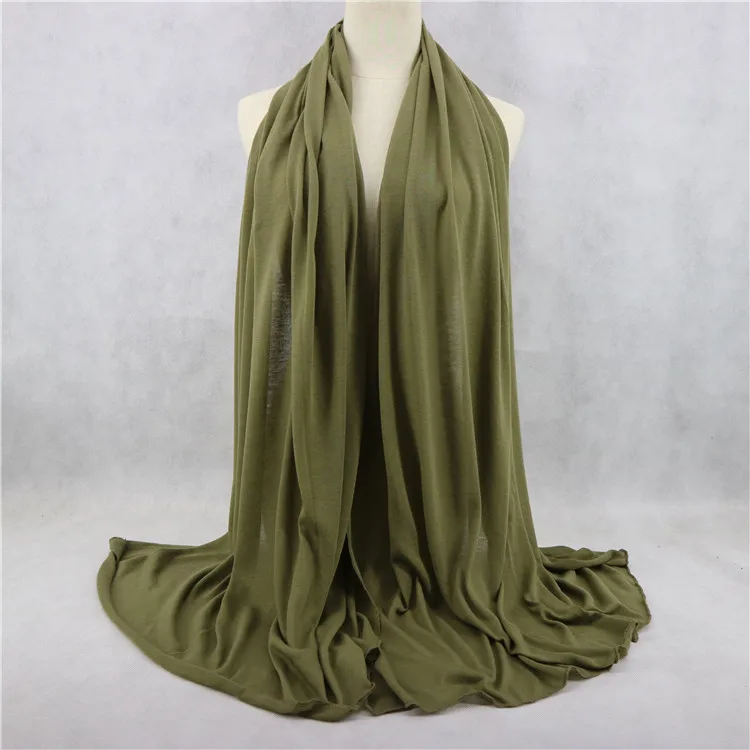 Лидер продаж однотонное Джерси хиджаб шарф платок 180*85 см женский шарф из полиэстера эластичные однотонные Цвет