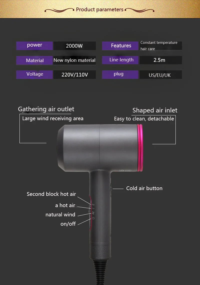 Новинка, профессиональный фен для волос,, фен для волос, многофункциональные стильные инструменты, фен для завивки волос, Парикмахерская 2000 Вт