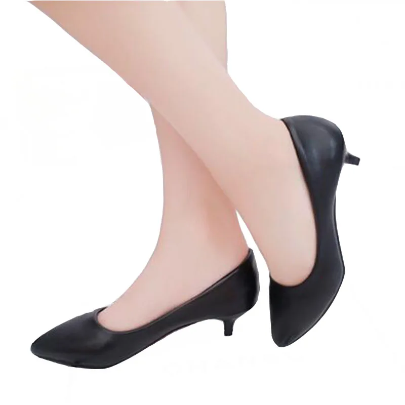 

Free shipping 3cm high heels Women shoes pointed Spring and autumn single shoes with black professional elegance leather shoes
