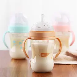 Питание новорожденного чашки PPSU BPA бесплатно 260 мл дети молоко бутылка с ручкой и тяжелый шар младенческий напиток обучение бутылочка для