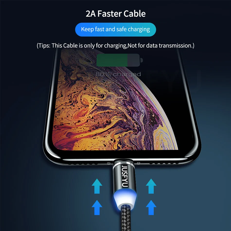 1 м 2 м Магнитный зарядный кабель Micro USB кабель для iPhone XR XS Max X магнитное зарядное устройство usb type C светодиодный кабель для зарядки