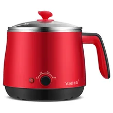 Бытовая комната в общежитии электрическая сковорода из нержавеющей стали красный Мини Электрический кастрюля 1.5L может быть изолирован электрический кипятильник