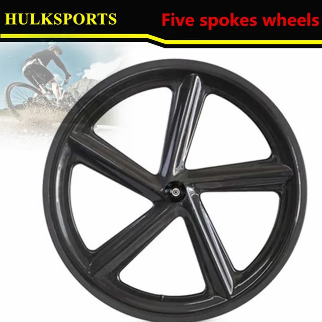 Cheap New fixie parts 700c 5 spoke wheels clincher track hub/road hub five spokes wheel 3K matt Rear Wheel 1PCS