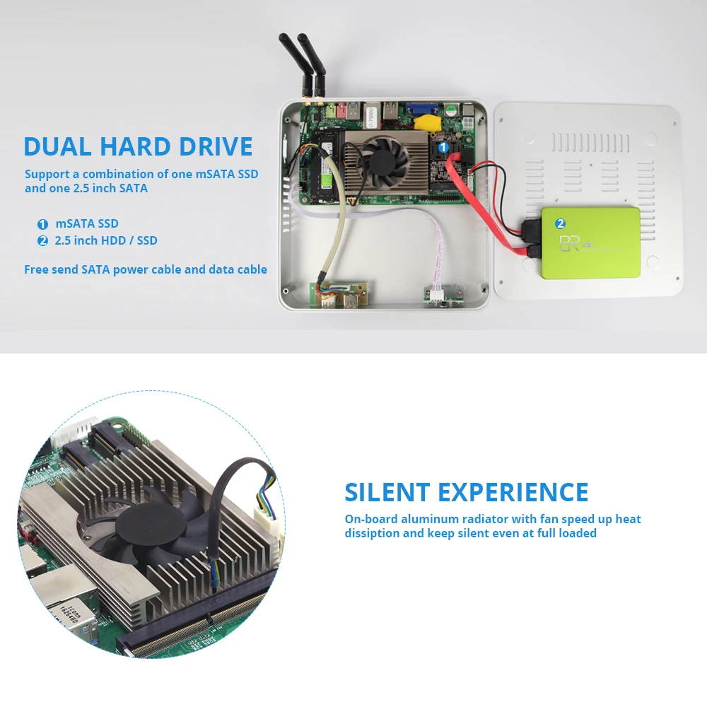  Mini PC Intel Core i7 7500U i5 7200U i3 7100U Oficina computadora 4K 300M WiFi HDMI VGA 6 * USB Win