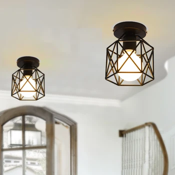 

Vintage Ceiling Lights Iron Black Ceiling Lamp Retro Cage Light Kitchen Fixtures Luminaria Lamparas De Techo Home LightingS305DD