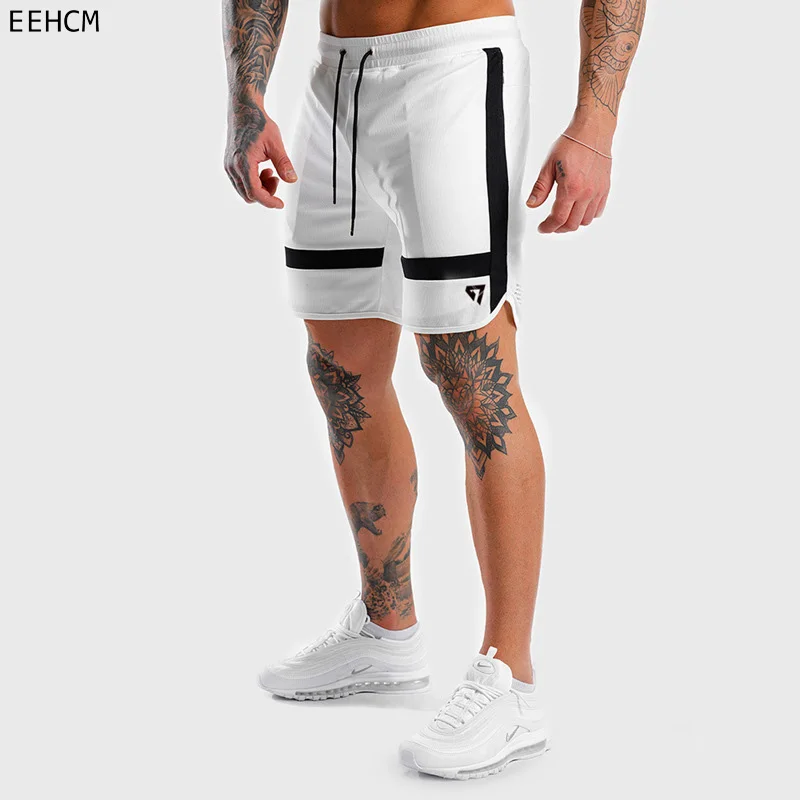 Летние мужские удобные сетчатые шорты для фитнеса бодибилдинга новые мужские спортивные залы тренировка быстросохнущая Спортивная одежда для бега повседневные короткие штаны