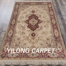 YILONG 5'x8' традиционный ковер ручной работы бежевый и красный турецкий Шелковый персидский ковер(SL93B5x8