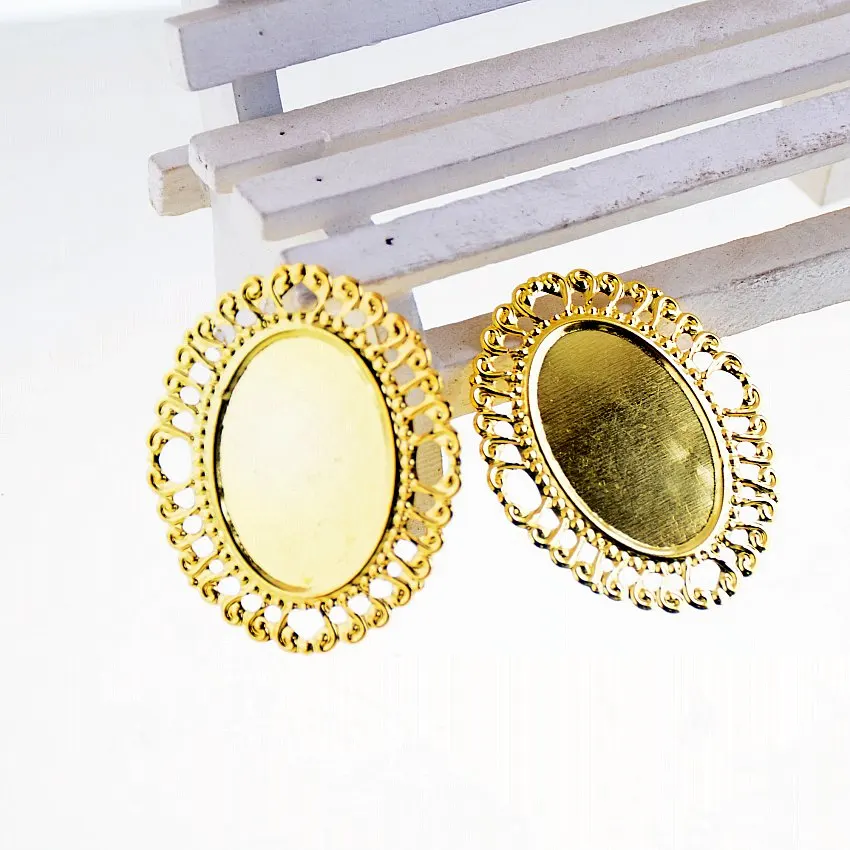 

Free shipping 30Pcs Gold Plated Filigree Cabochon Setting Wraps Connectors Crafts Decoration DIY Embellishments 47x39mm