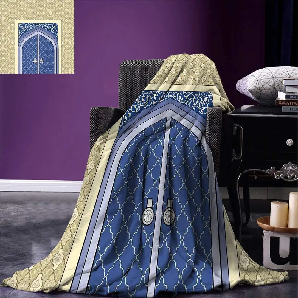 

Moroccan Throw Blanket Medieval Door with Ottoman Architecture Persian Influences Arabic Culture Design Fleece Blanket for Bed