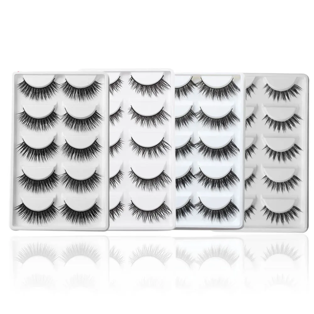 

5Pairs/Set Natural Handmade False Eyelashes Layered Wispy Extension Lashes Woman's Fashion Makeup Tools