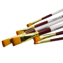 6 шт./компл., краска ing кисти для масла краска двухцветная плоская головка нейлон волос Белый Бар Рисование акварелью кисти акриловые искусства для поставок