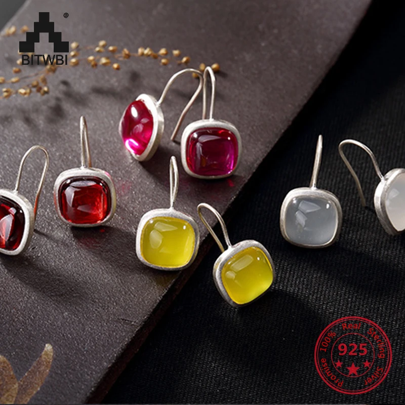 

S925 Sterling Sliver Women Earrings Fashion Unique Simple Square Earrings for Women