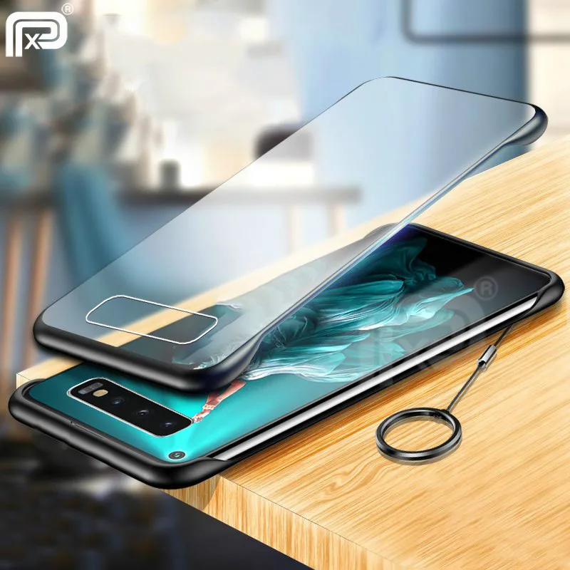 

Slim Clear Case For Samsung galaxy S10 Plus Phone Case Frameless Transparent Luxury Ring Design Hard PC Back Cover Shockproof