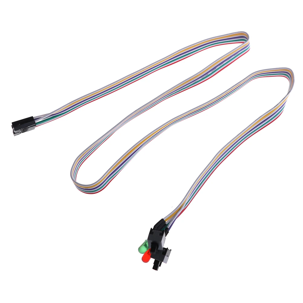 2 قطعة/الوحدة PC الطاقة التبديل زر 65 سنتيمتر كابل سطح اللوحة PC المضيف حالة الأحمر الأخضر LED مصباح امدادات الطاقة