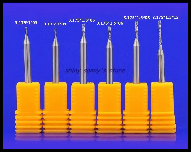 2pcs/Lot 3.175x1x3mm Single Flute Spiral End Mill Acrylic PVC MDF Milling Cutter Tungsten Cutting Tool CNC Tool Brand New