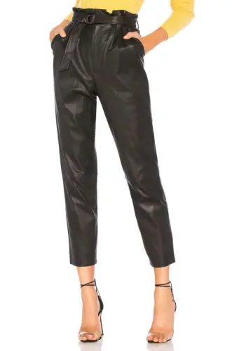 Женские брюки из искусственной кожи с высокой талией, джеггинсы, Стрейчевые брюки с карманом на поясе, осенние свободные однотонные вечерние облегающие длинные брюки-карандаш - Цвет: Черный