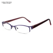 Модные овальной половина обод Металл глаз Очки Нержавеющая сталь Рамки ацетат храм весенней шарнира оптический Очки Рамки mu922 фиолетовый