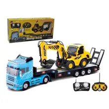 2 Unids/lote Gran Camión Coche de Control Remoto + RC Excavadora Remolque Desmontable Niños Eléctrica Coche Grande Coche Inalámbrico de Control Remoto juguete