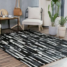 Роскошный квадратный полосатый ковер из воловьей кожи, полосатый ковер из натуральной коровьей кожи для украшения гостиной, офиса