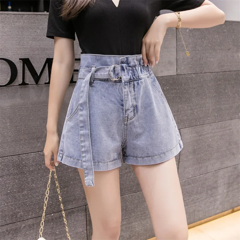

Summer Women Shorts 2019 Wild Elastic High Waist Loose Thin Denim Shorts Solid Color Ladies Large Size Slim Denim Shorts WIN876
