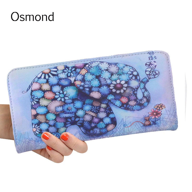 

Osmond Cute Cat Wallet Pu Leather Lady Coin Purses Women Cartoon Graffiti Elephant Wallets Zipper ID Credit Card Holders Purse